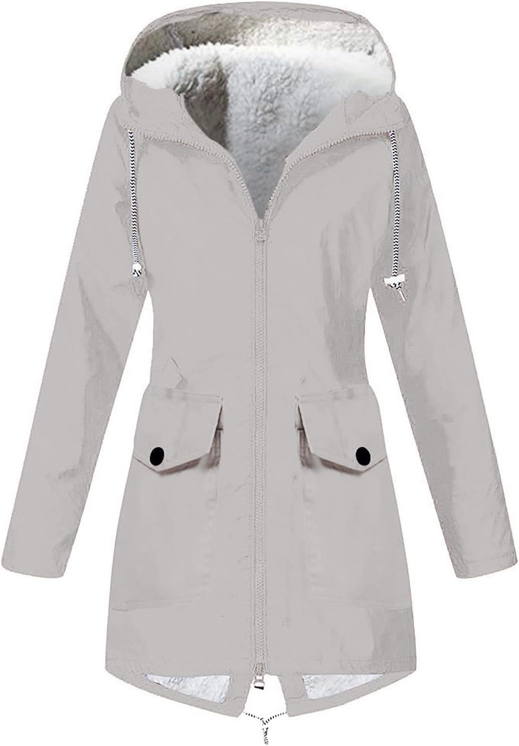 Ansenesna Regenjacke Damen Gefüttert Lang Regenjacke Damen Wasserdicht Atmungsaktiv Mit Kapuze Winte