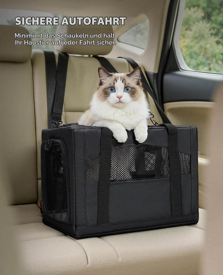 pecute Katzentasche Transporttasche Stabiler Halt Haustier Tragetasche, Transportbox Katze Leicht, F