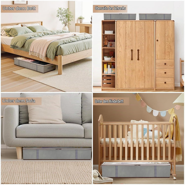 4 Stück 90L Unterbett Aufbewahrungsbox,Unterbettkommode Aufbewahrungstasche,unterbettkommode,mit Dec