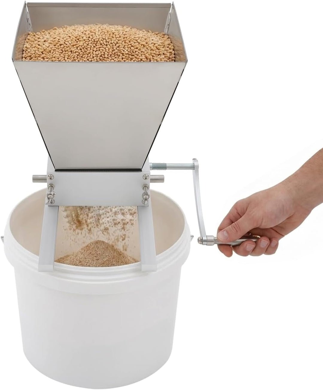 4L Manuelle Getreidemühle, Edelstahl 0-2.5MM Verstellbar Getreidequetsche Malzmühle Futtermühle mit