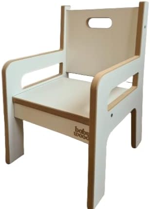 Babywood Tisch und Stuhl für Kinder, Kinderschreibtisch Set mit Stuhl aus Holz, sicherer Spieltisch