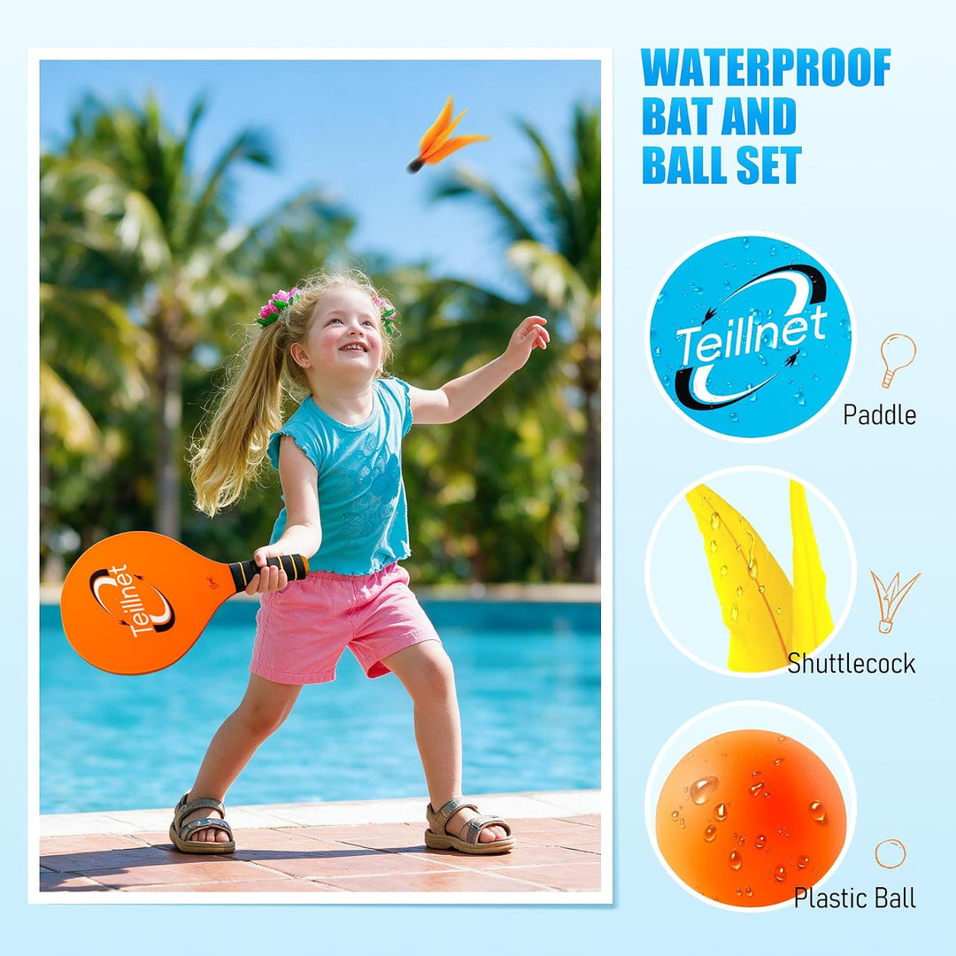 U&amp;C Planet Beachball Set Paddle Ball Spiel Strandschlägerset aus Holz Schläger Spiel für Kinder&amp;Fami