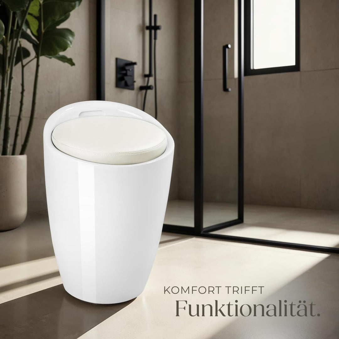 tectake® Sitzhocker, Badhocker, Hocker mit Stauraum und Sitzkissen, als Badezimmer Deko und Wäscheko