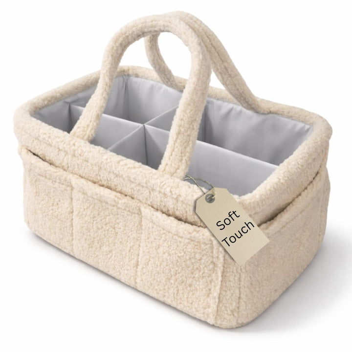 Generisch Wickelkorb Teddy Weiss - Wickelorganizer für Babys – Aufbewahrungskorb für Windeln, Feucht