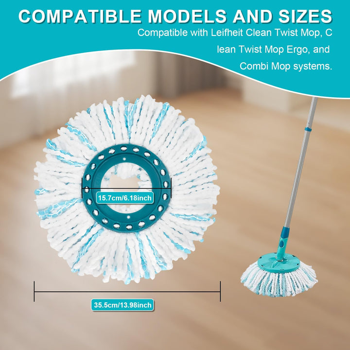 6 Stück für Leifheit Bodenwischer Ersatzbezug, Clean Twist Disc, für Leifheit Wischmop, Ersatzkopf f