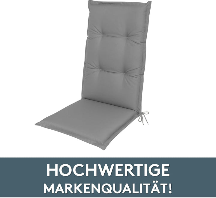 LILENO HOME Gartenstuhl Auflagen als [2er Set - Hochlehner] in Uni Hellgrau Neu - Bequeme Liegen als