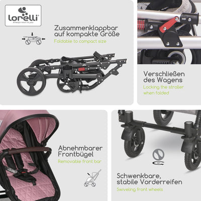 Lorelli Kinderwagen Alba 2 in 1 mit Liegeposition, Kombikinderwagen, Baby Buggy klein zusammenklappb