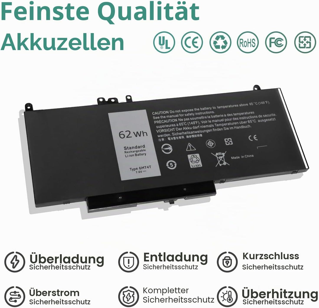 K KYUER 62WH 6MT4T Laptop Akku für Dell Latitude E5470 E5570 E5270 Precision 15 3510 Mobile Workstat