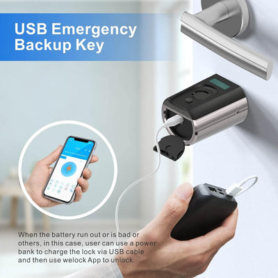 RUILON Elektronisches Türschloss Fingerabdruck,Türschloss Fingerabdruck mit RFID Karte, Bluetooth &