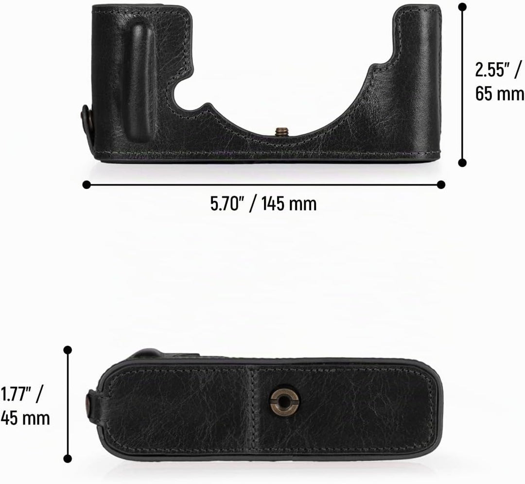 MegaGear MG2016 Ever Ready Genuine Leather Camera Half Case Compatible with Nikon Z fc (Schwarz), Sc