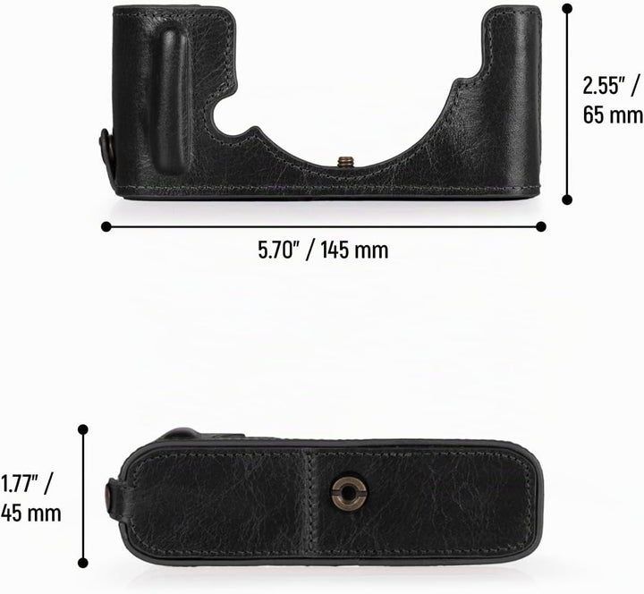 MegaGear MG2016 Ever Ready Genuine Leather Camera Half Case Compatible with Nikon Z fc (Schwarz), Sc