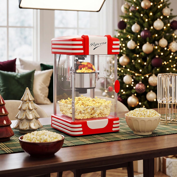 GIANTEX Popcornmaschine gross mit Edelstahlkessel &amp; Halogenlampe, Retro Popcorn Maschine im Kinostil