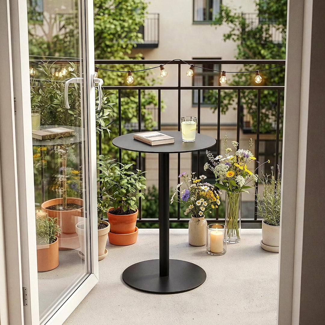[en.casa] Beistelltisch Nastätten Gartentisch Couchtisch mit Metallgestell rund Sofatisch modernes D