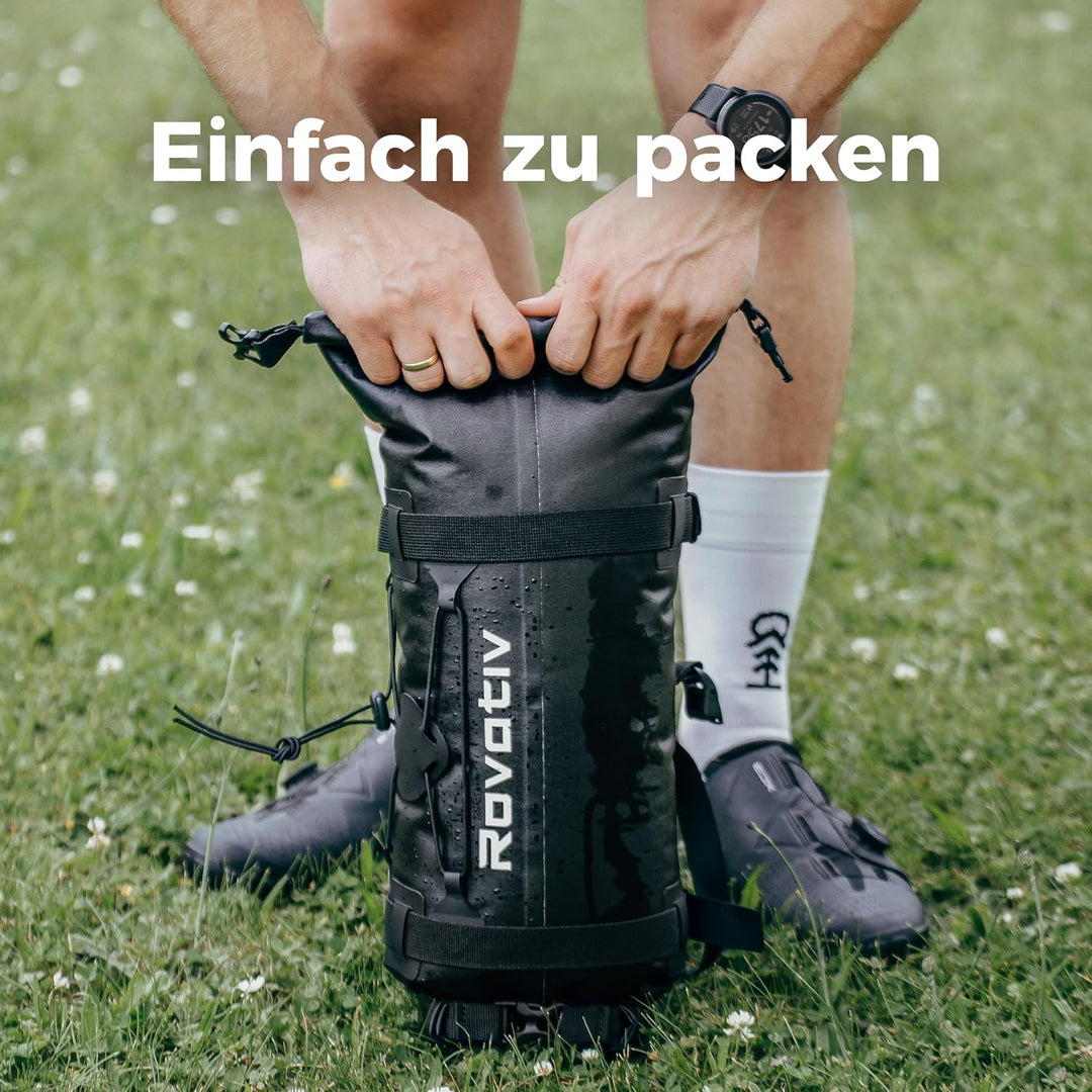 Rovativ® 100% wasserdicht Lenkerrolle Frontloader [9,5 Liter]- Bikepacking Taschen für Dein Gravel-B