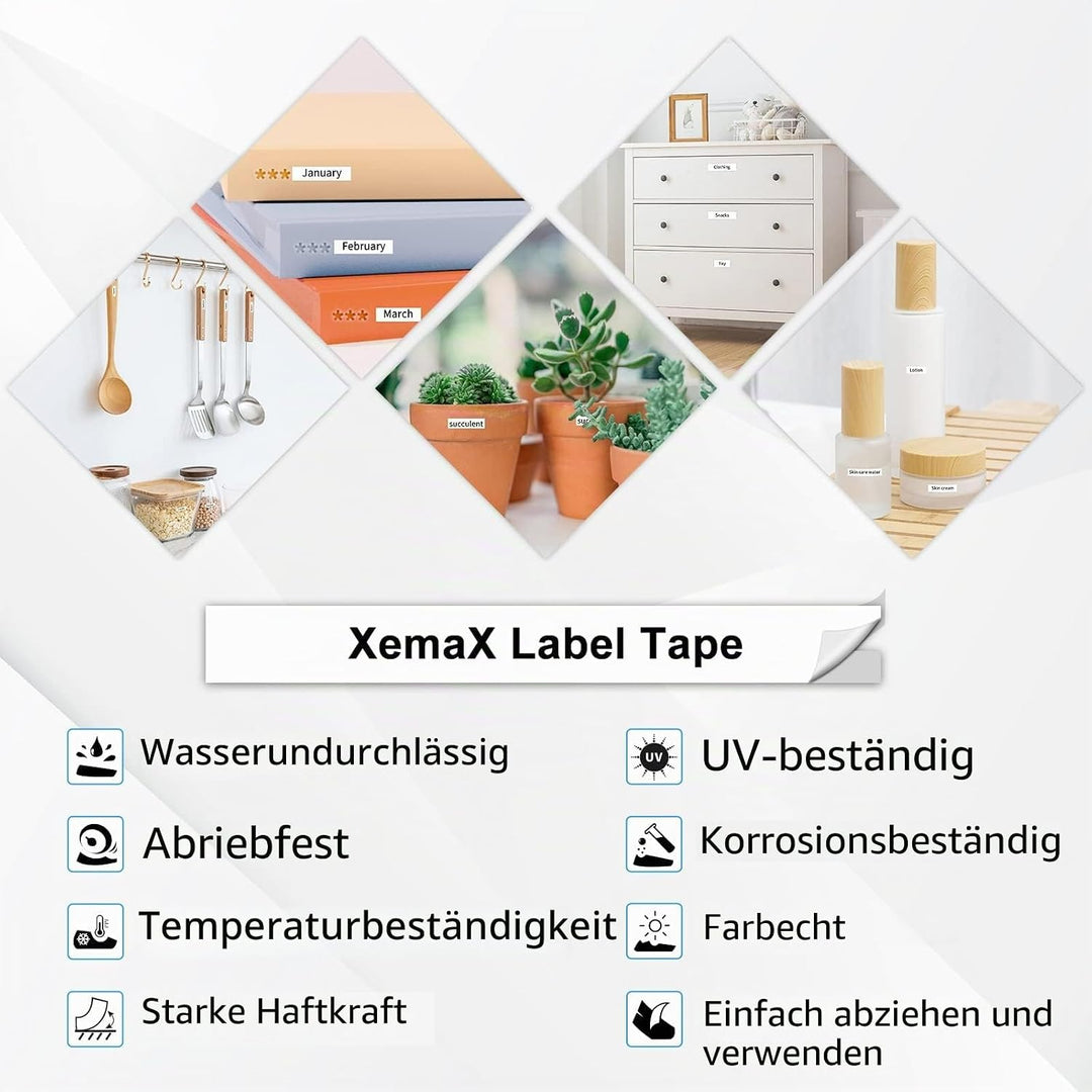 4x XemaX Etikettenband Kompatibel für Brother P-touch Bänder 12mm TZe-231 TZ-231 Schriftbänder Schwa