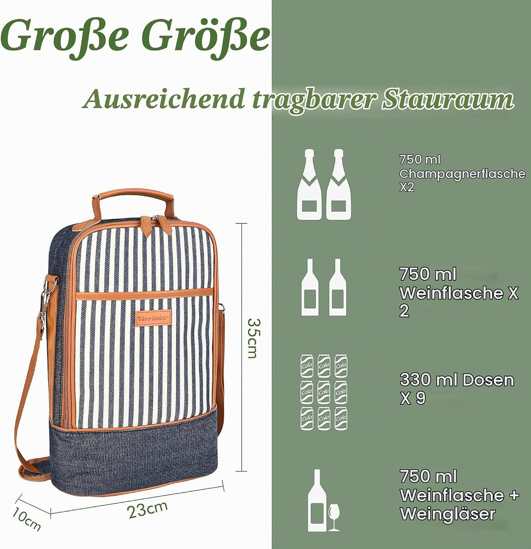 Kato Tirrinia 2 Flaschen Eisbeutel Isolierte Weintasche Tragbare Weintasche mit Tragegurt für Glas W