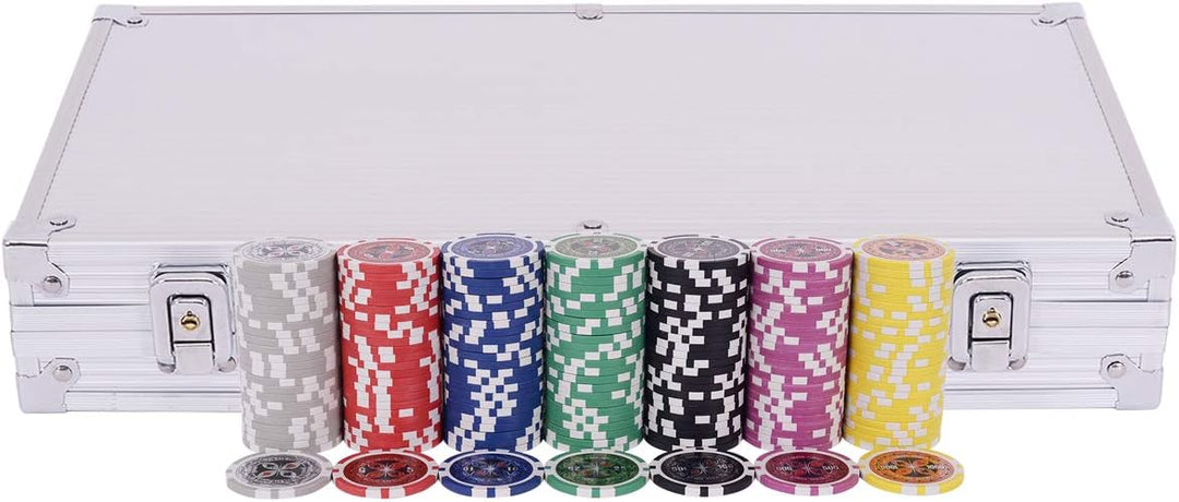 COSTWAY Pokerset Pokerkoffer 300 Laser-Chips Alukoffer inkl. Komplettset (Silber), Silber