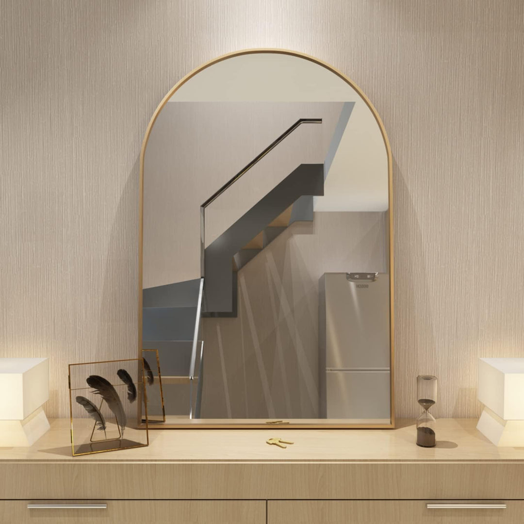 NEUWEABY Gewölbter Wandspiegel für das Badezimmer, 60x90 cm Gewölbter Spiegel Wandspiegel mit Metall