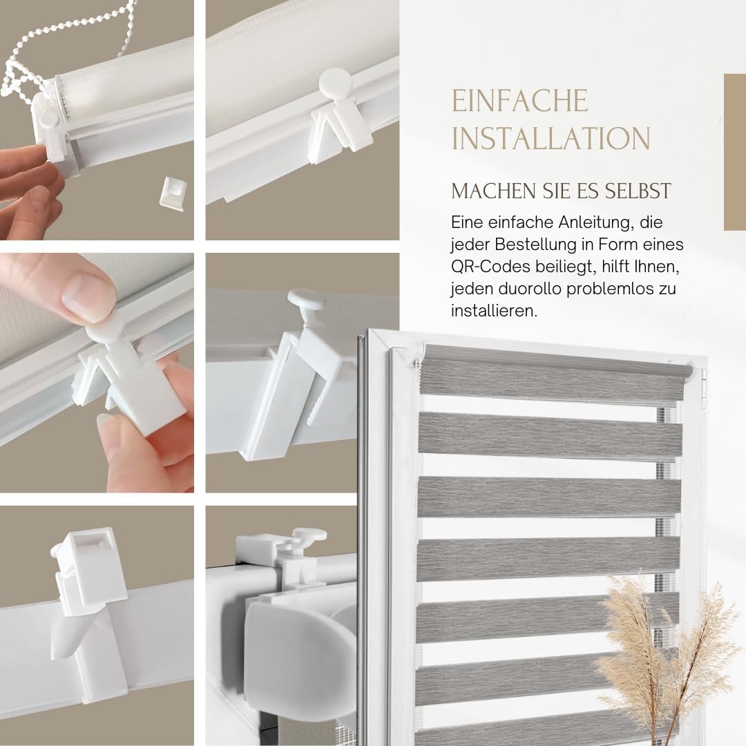 Home-Vision® DuoRollo Klemmfix, Doppelrollo ohne Bohren mit Klämmträgern, Rollos für Fenster und Tür