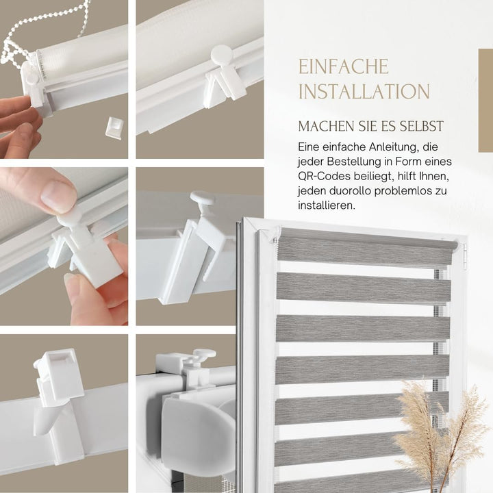 Home-Vision® DuoRollo Klemmfix, Doppelrollo ohne Bohren mit Klämmträgern, Rollos für Fenster und Tür