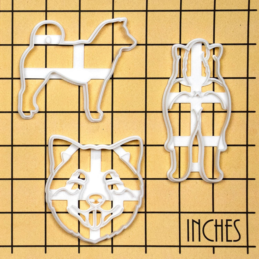 3er Set Shiba Inu Ausstechformen (Formen: Silhoutte, Hintern, Gesicht), 3 Teil