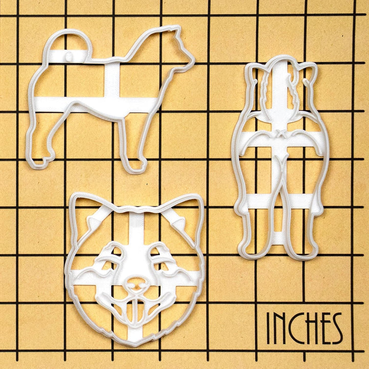 3er Set Shiba Inu Ausstechformen (Formen: Silhoutte, Hintern, Gesicht), 3 Teil