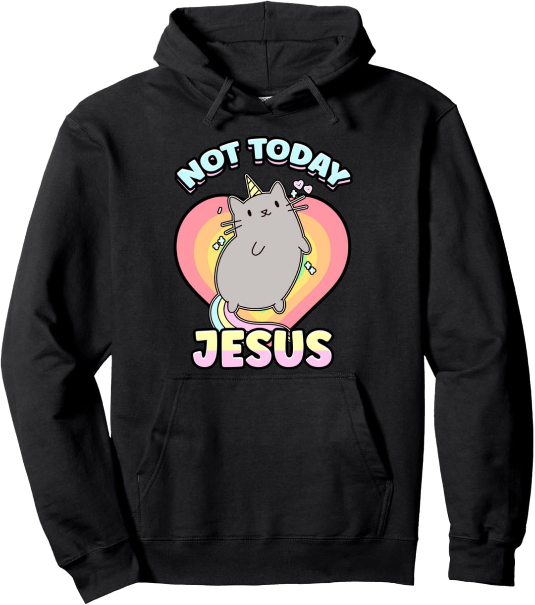Not Today Jesus Satanic Cat Satanism Pullover Hoodie