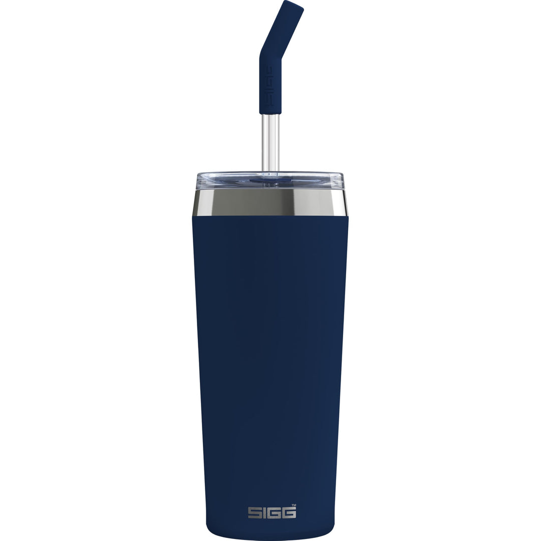 SIGG - Isolierbecher - Travel Mug Helia - Mit wiederverwendbarem Glastrinkhalm &amp; Reinigungsbürste -