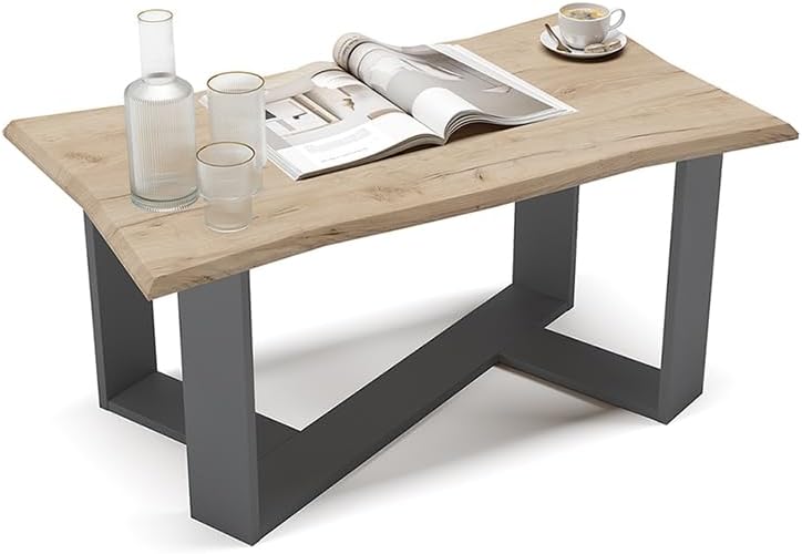 Vicco Couchtisch Sofatisch Beistelltisch Arne Baumkante Goldkraft/Anthrazit