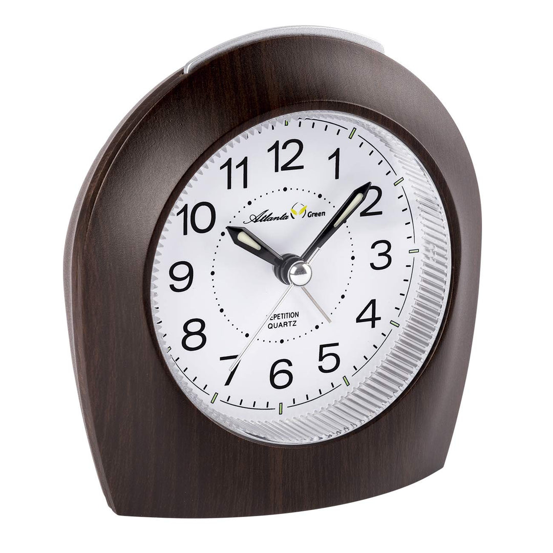 Atlanta Umweltfreundlicher Wecker ohne Ticken Holz Optik Nussbaum - 2508-20