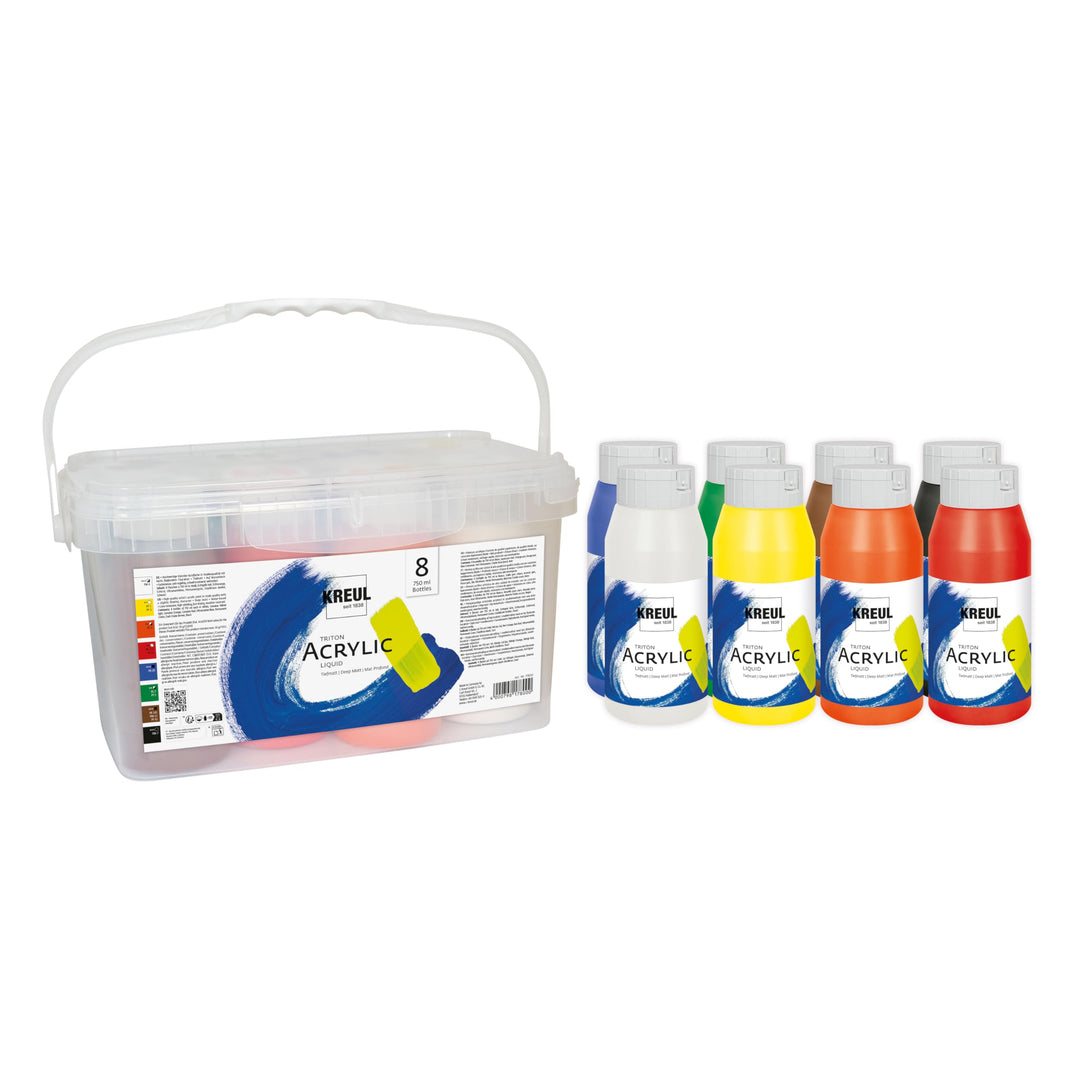 KREUL 17800 - Solo Goya Triton Acrylfarbe im Powerpack, Set mit 8 x 750 ml Farbe, in Studioqualität,