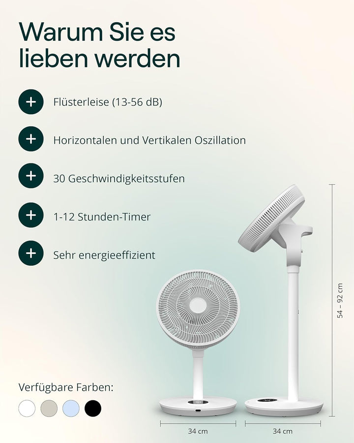 Duux Whisper Flex 2 Smart Ventilator – flüsterleise 13 dB – Nachtmodus & Timer – höhenverstellbar (5