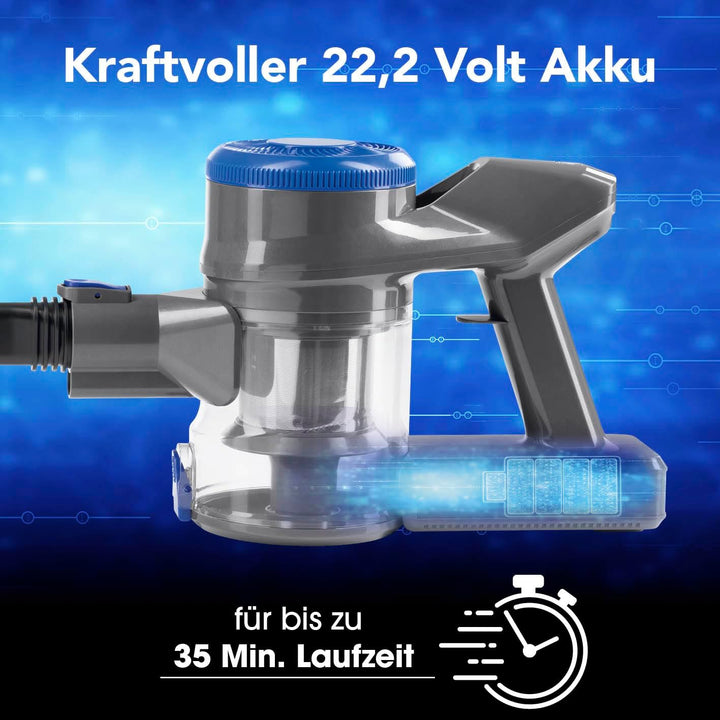 CLEANmaxx AeroTec 400 Akku Staubsauger | kabelloser 2in1 Boden- & Handstaubsauger | beutellos & mit