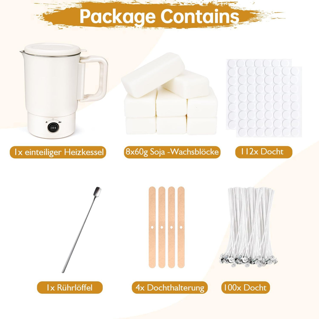 KEARLGMBH Kerzen Selber Machen Set, DIY Kerzenherstellung Kit für Erwachsene Anfänger Kinder mit 8 *