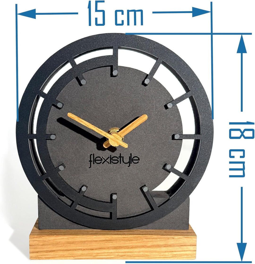 FLEXISTYLE Modern standuhr tischuhr klein aus Holz Eiche Wohnzimmer Badezimmer Uhr Holz tischuhren h