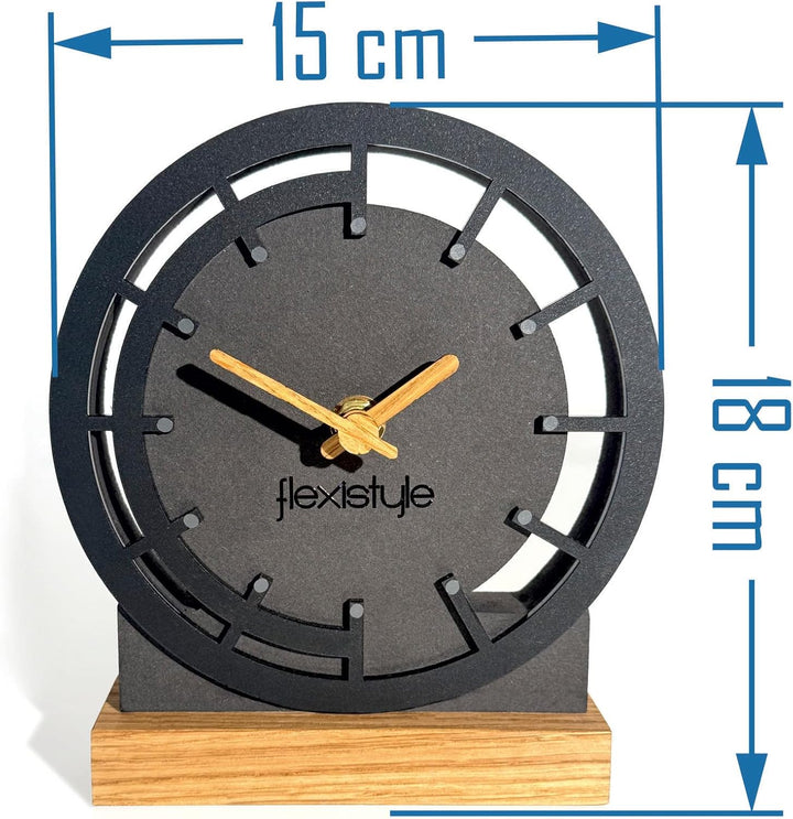 FLEXISTYLE Modern standuhr tischuhr klein aus Holz Eiche Wohnzimmer Badezimmer Uhr Holz tischuhren h