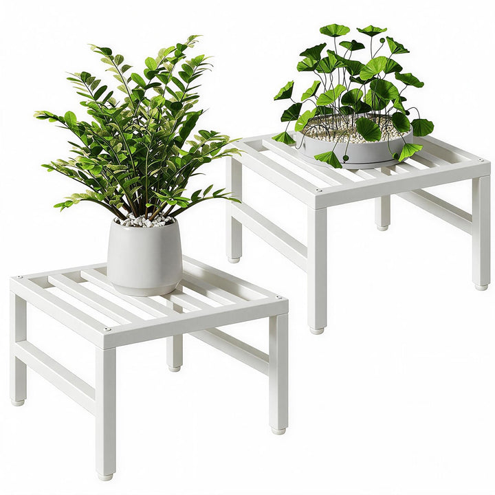 IBUYKE 2 Stück Metall Pflanzenständer für Innen Aussen, 30cm Heavy Duty Kleiner Blumentopfständer, M