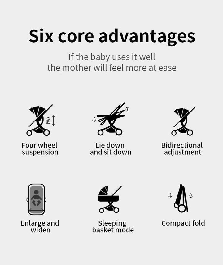 YAZOCO kinderwagen 3 in 1 Zusammenklappbar kinderwagen Komplettset Becherhalter, Moskitonetz, Fussab