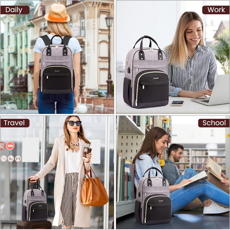 LOVEVOOK Rucksack Damen Laptop Rucksack 17 Zoll Schulrucksack Mädchen Teenager Wasserdicht Schultasc