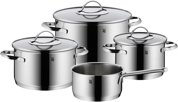WMF Aparto Topfset Induktion 4-teilig, Kochtopf Set mit Glasdeckel, Cromargan Edelstahl poliert, Ind