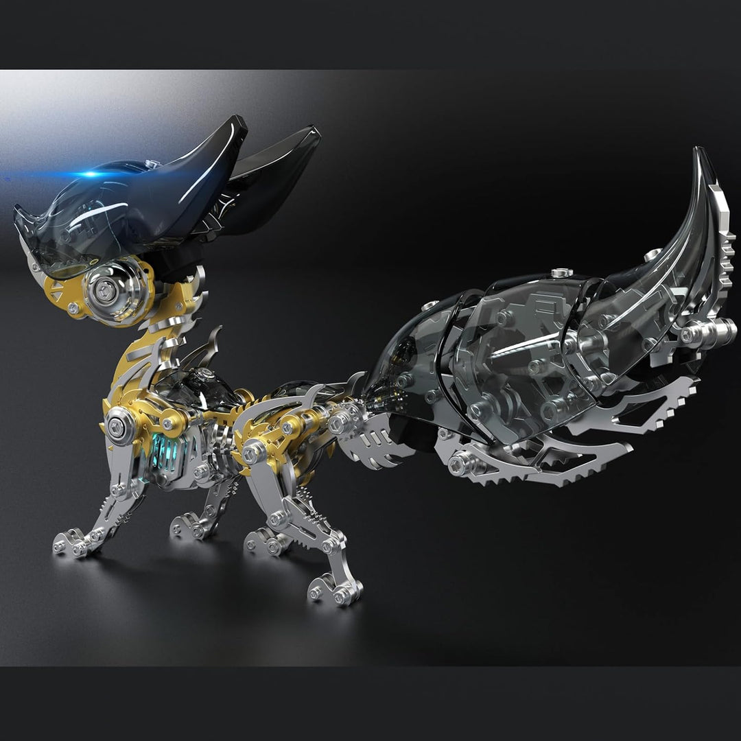 Bunte 3D Metall Puzzles für Erwachsene Fuchs Metall Modell Kits mit Licht, DIY Bauspielzeug 3D Metal