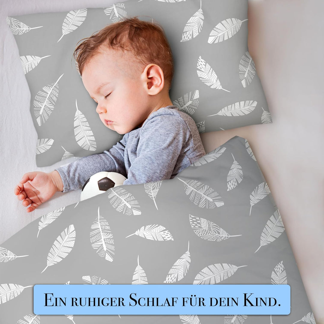 Amilian Kinderbettwäsche 100x135 Baby Bettwäsche Set Grösse Babybettwäsche 135x100 mit Kissenbezug 4