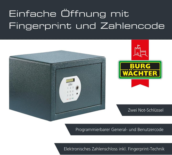 Burg-WÄCHTER Möbeltresor mit elektronischem Zahlenschloss und Fingerabdruck, Inkl. Fachboden, Zur Wa