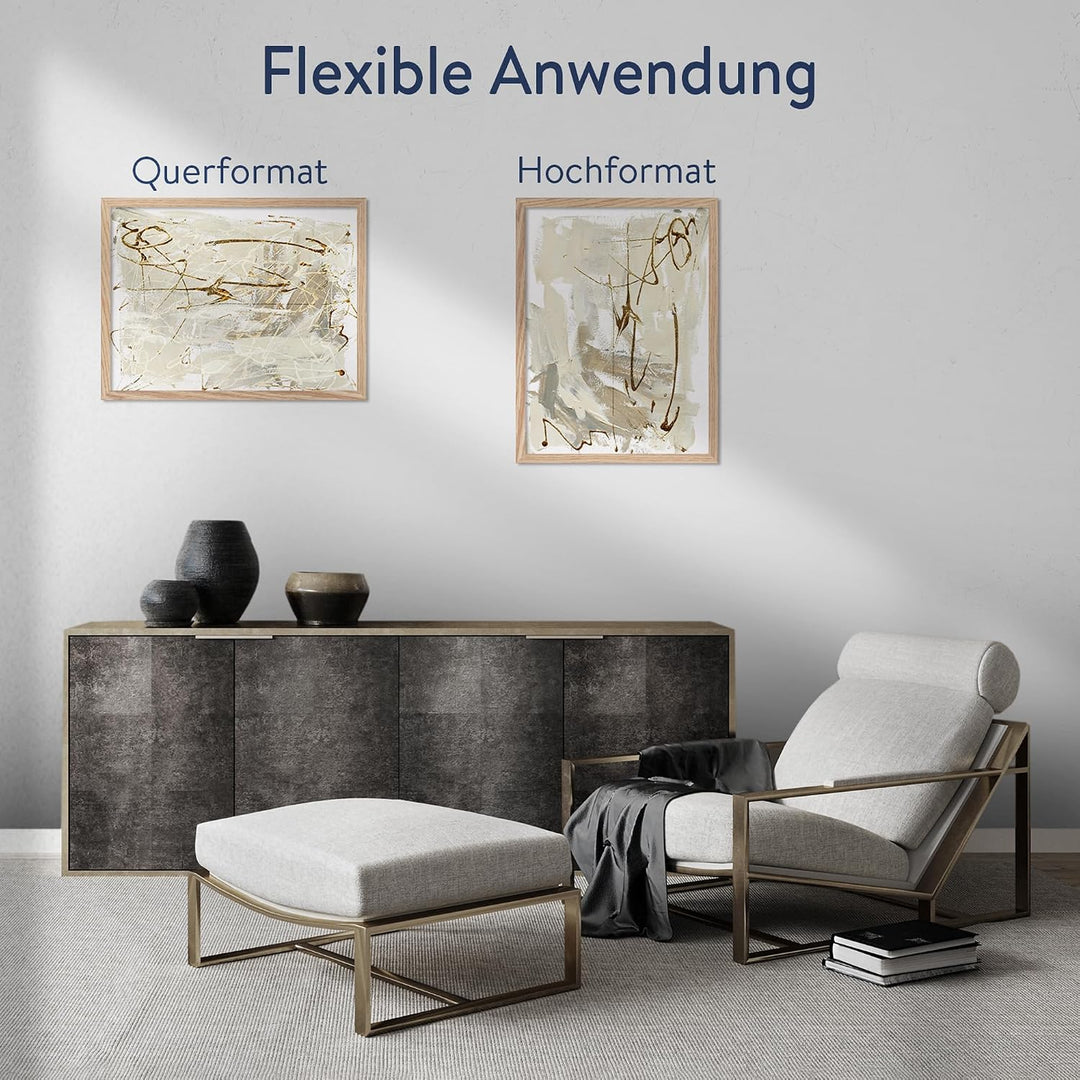 WANDStyle Bilderrahmen Modern 30x40cm I Farbe: Eiche I Fotorahmen I klassischer Holzbilderrahmen I M