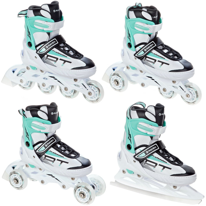 RAVEN Profession 4in1 Inlineskates Triskates Rollschuhe Schlittschuhe Inliner für Kinder und Erwachs