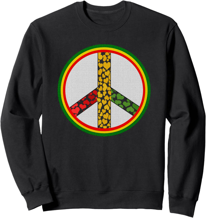 Rasta Peace-and Love-Zeichen Hippie Art 60er 70er Jahre Batikfärbung Sweatshirt