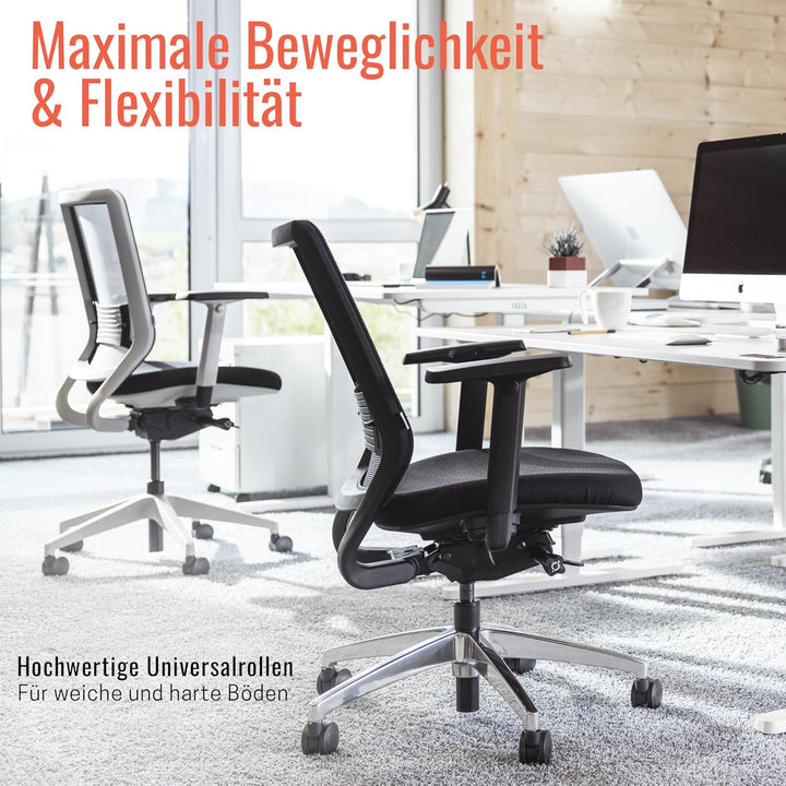 Yaasa Chair Ergonomischer Bürostuhl, Schreibtischstuhl mit Lordosenstütze, 3D-Armlehnen und Einstell