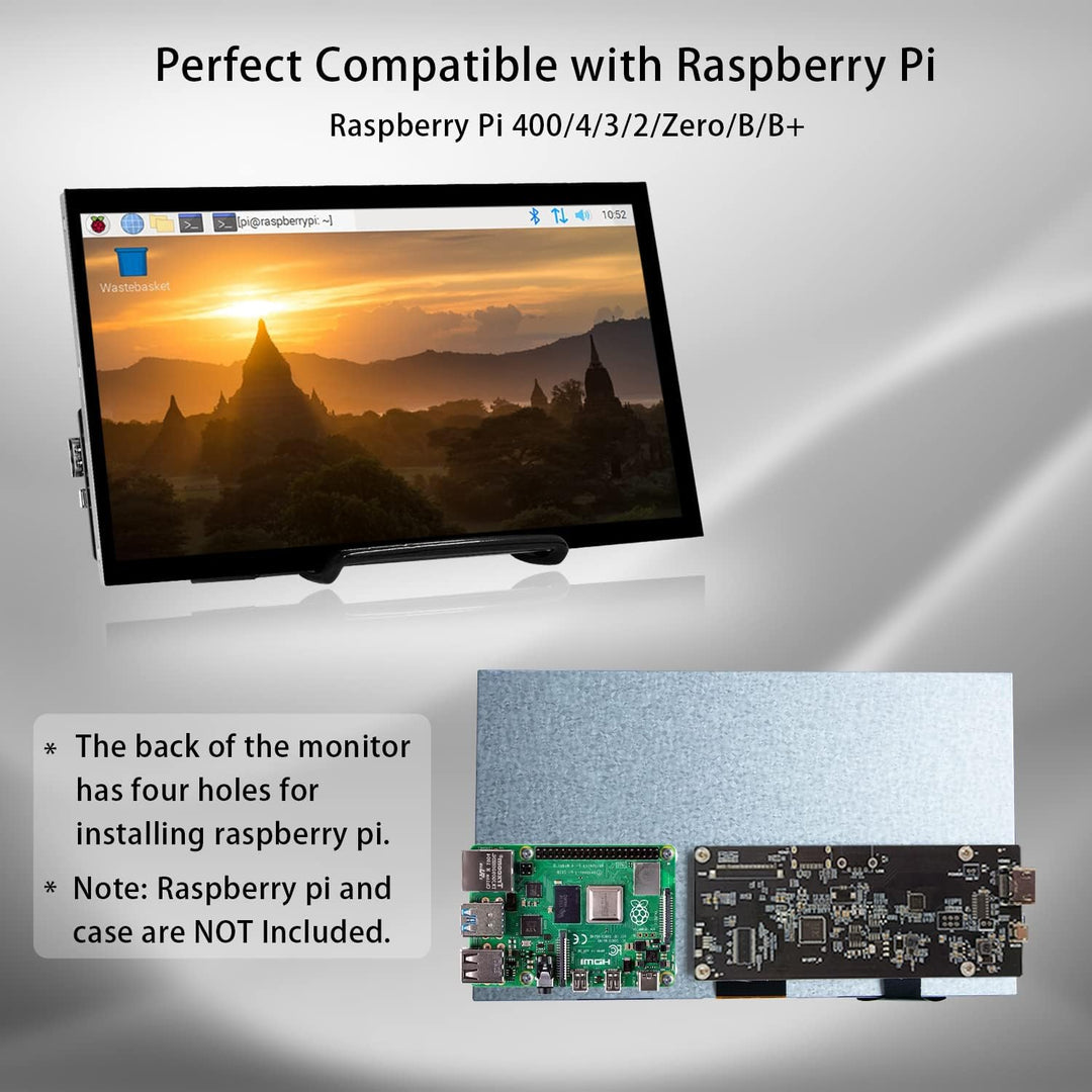 HAMTYSAN Raspberry Pi Touch Screen, 10.1 Zoll Bildschirm 1024x600 Kleiner tragbarer HDMI IPS Monitor