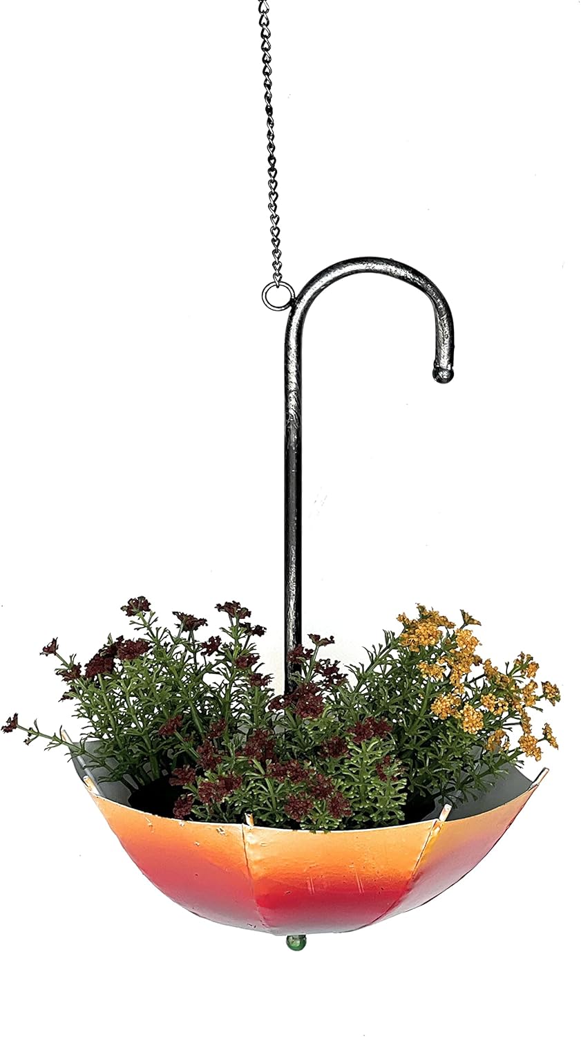 DanDiBo Blumenampel Metall Hängeampel mit Topf Innen Aussen Regenschirm Hängepflanzen 57 cm 96258 S