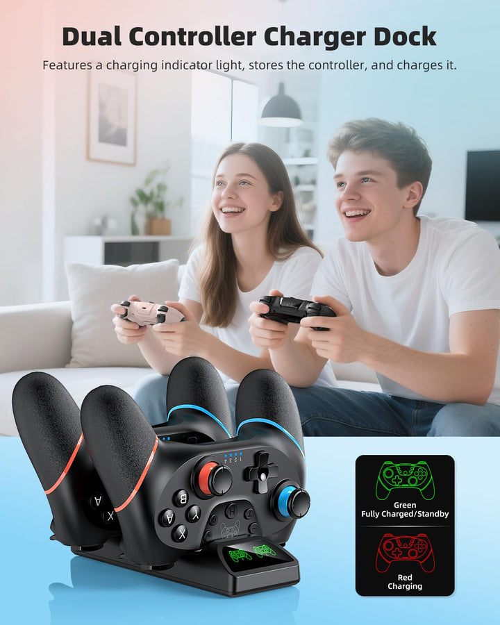 Switch 2 Pro Controller Zubehör-Bundle für Nintendo Switch 2, 2 × Schwarz | Tragetasche, Controller-